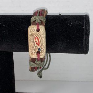 12" Long Leather Bracelet with Frog focal bead